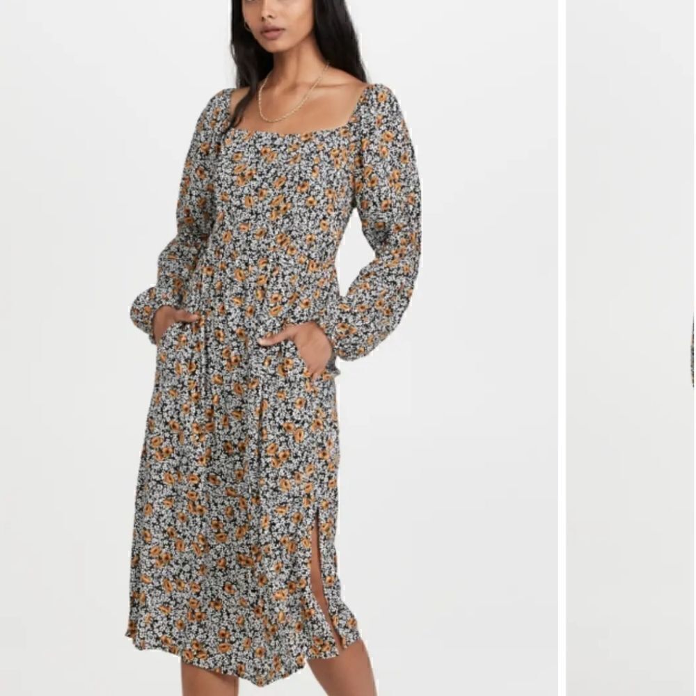 Anthropologie Lost + wander Sonny floral midi dress Yellow And Black XS